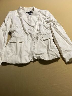 New York & Company Cream Women's Single-Button Blazer